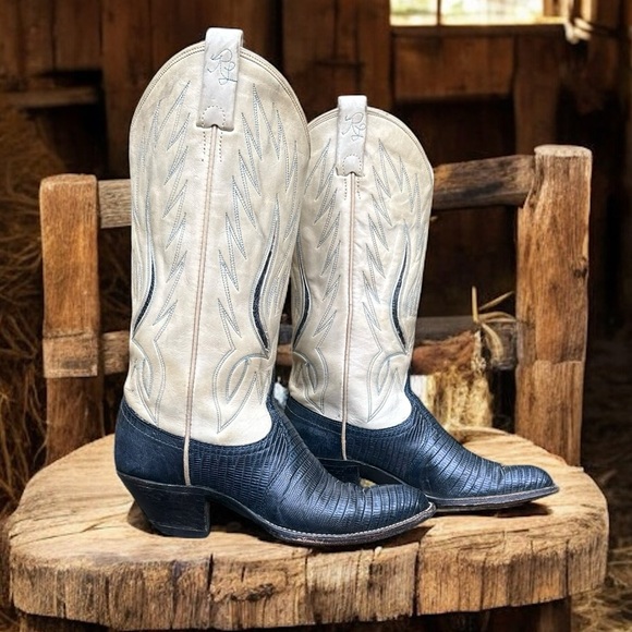 Size 7.5 C - 1970’s Ralph Lauren Iconic Cowboy Western Boots Lizard - Picture 2 of 7